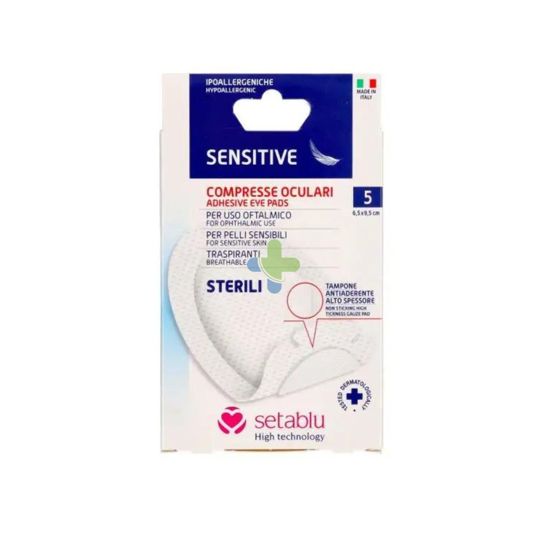 Setablu compresse oculari, sensitive, per uso oftalmico 5 pezzi 6,5 x 9,5