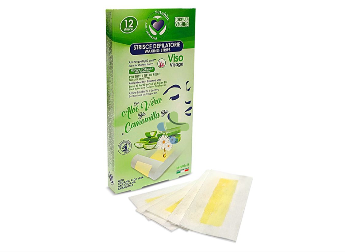Setablu strisce depilatorie viso Aloe vera e camomilla 12 pezzi