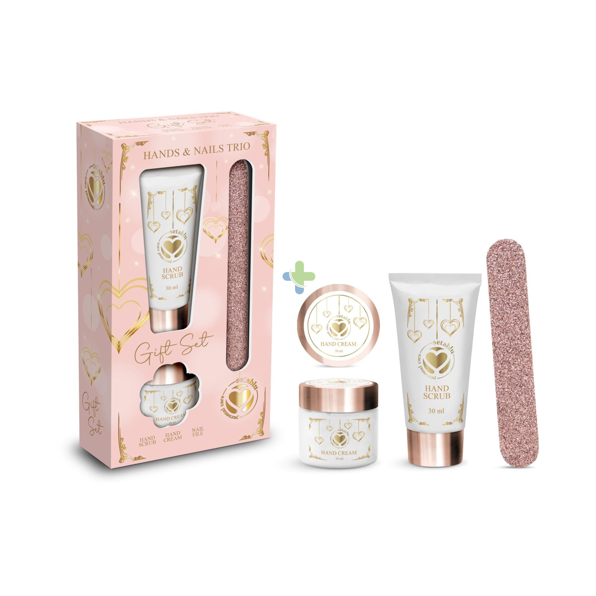 SetaBlu Set mani Scrub mani 30ml + Crema Mani 30ml + Lima per unghie Idea Regalo