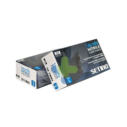 Setino Guanti in Nitrile Senza Polvere Nero TG L - Box da 100pz