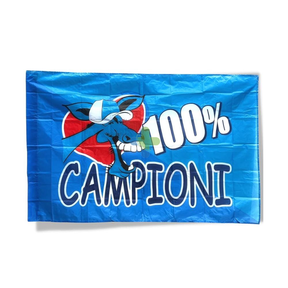 Rebirth20 Bandiera Napoli 100% Campioni  150x90 cm con Passante per Asta