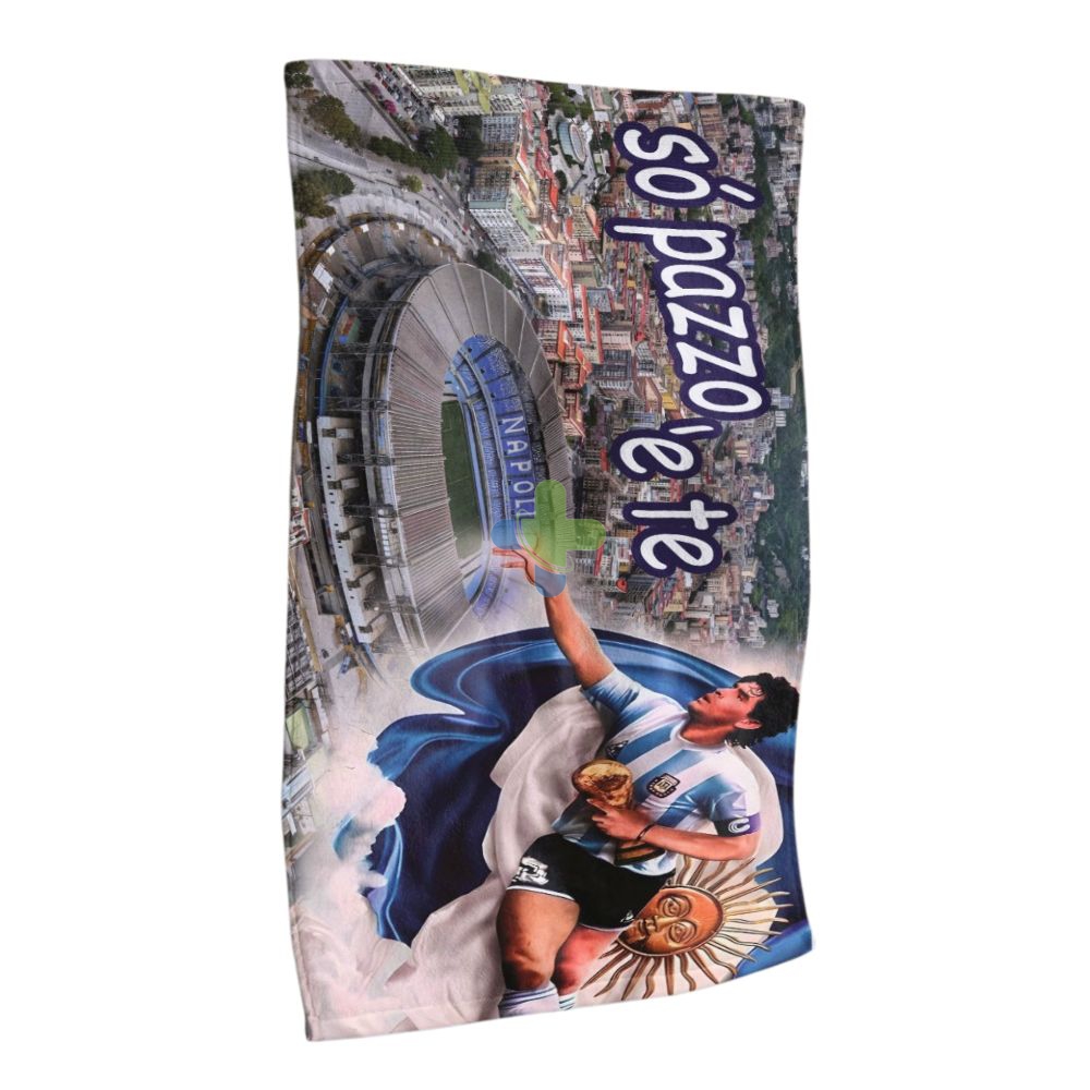 Telo Mare in microfibra Forza Napoli S pazzo e te con D10s 90x180 cm