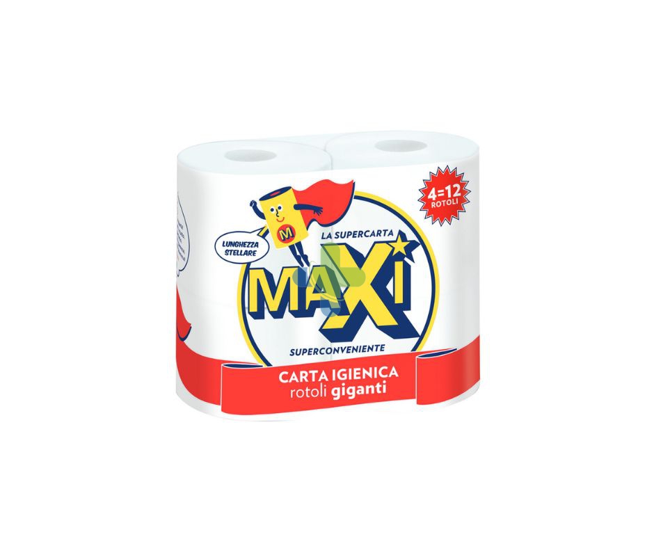Maxi Carta Igienica 2 Veli � 4 Rotoli Giganti 480 Strappi