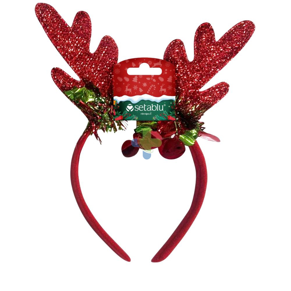 Setablu Cerchietto Natalizio Corna di Renna Glitter Rosso Idea Regalo Natale