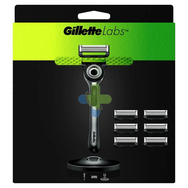Gillette Labs con kit di base per rasoio esfoliante 7 ricambi con base magnetica