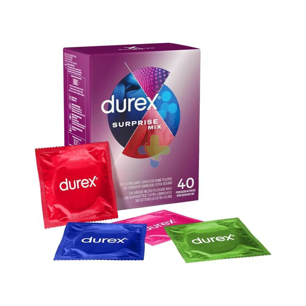 Durex Surprise Mix, Preservativi Assortiti 40 pezzi