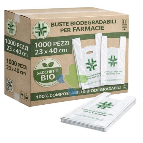 Buste Biodegradabili Compostabili per Farmacia 23x40 cm confezione da 1000pz