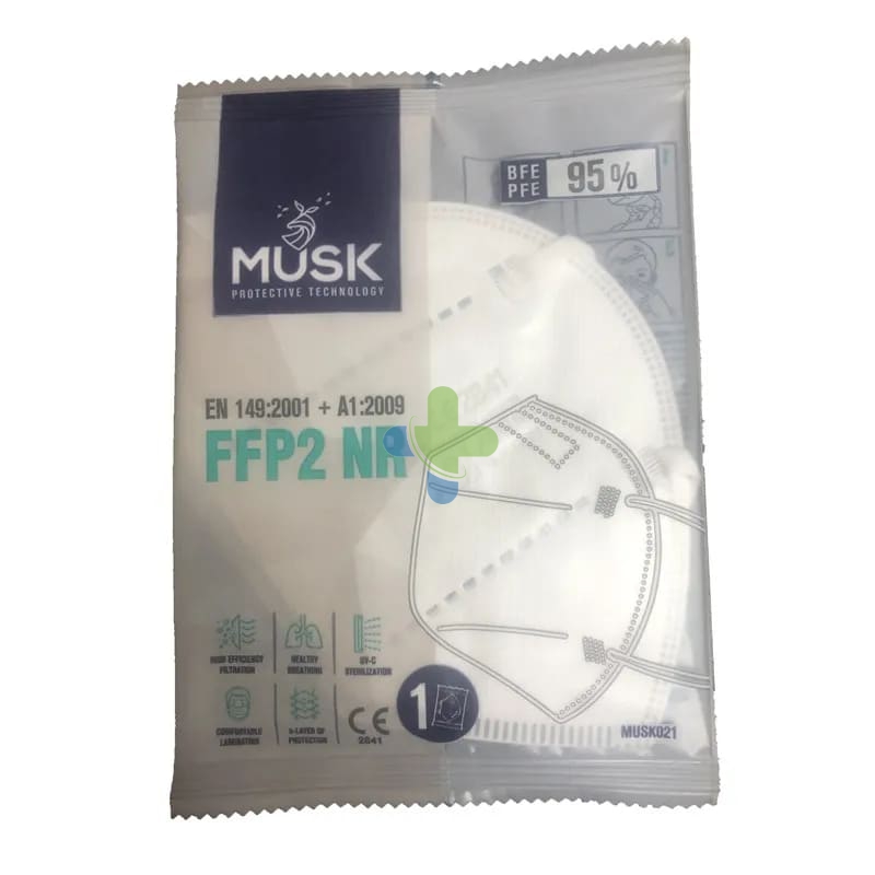 Musk Medikal Tekstil Plastik Musk Mascherina Ffp2 White10pz